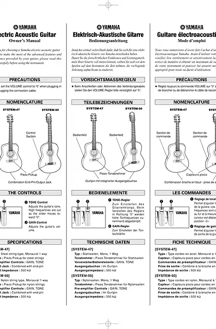 yamaha雅马哈Electric SYSTEM50 Manual